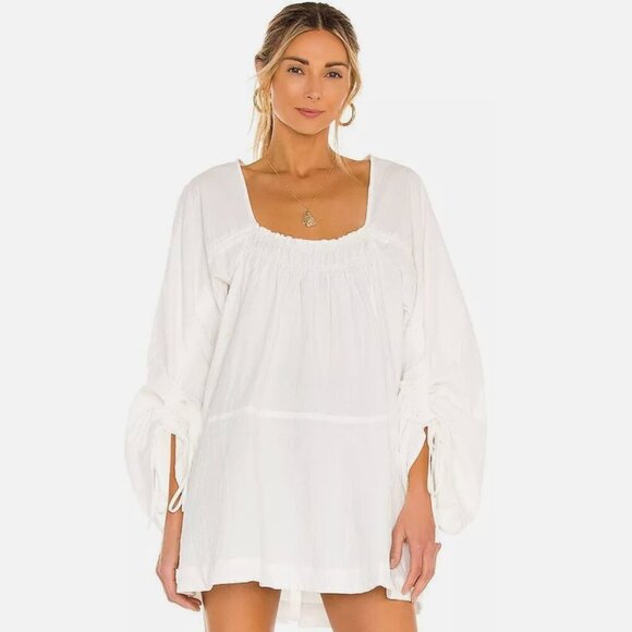 Free People Tops - Free People Top Large White Brynn Tunic Peasant Cottagecore Hippie Babydoll